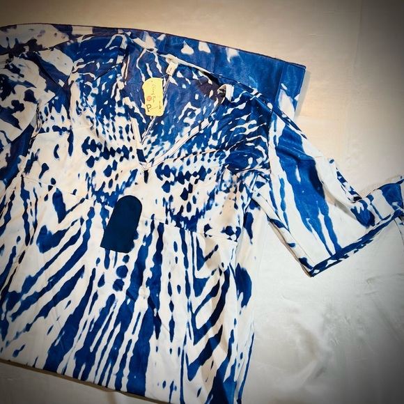 Cheng Xin | Super Soft Blue Tir Dye Pattern Dress Beach Dress // XL - Picture 10 of 13